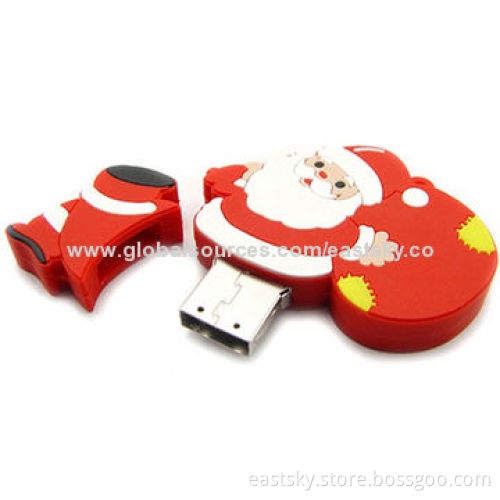 Custom Santa Claus-shaped thumb drive, made of soft PVC material, OEM orders welcome